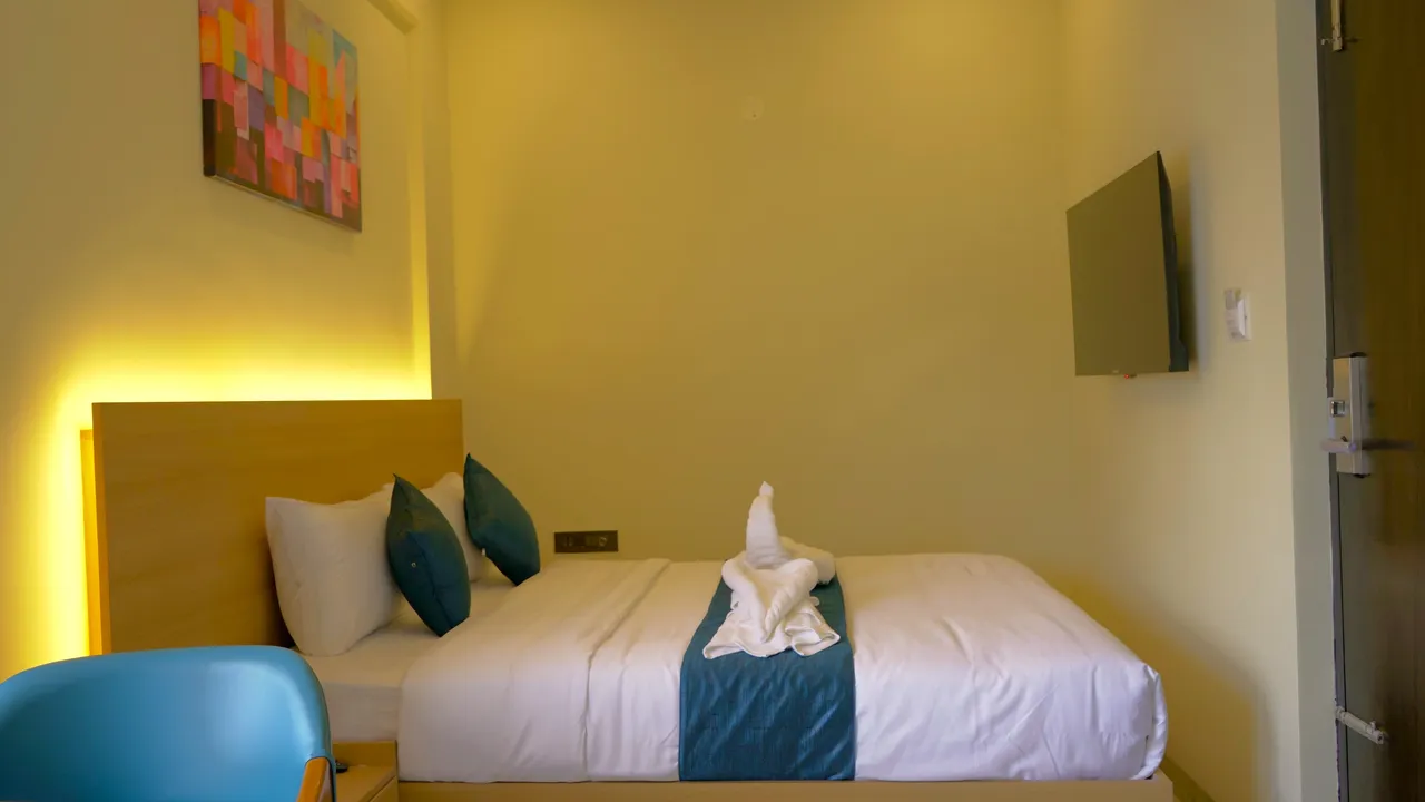 Deluxe Queen Lake View Room at Jiana Suites overlooking Arekere Lake, JP Nagar Bangalore